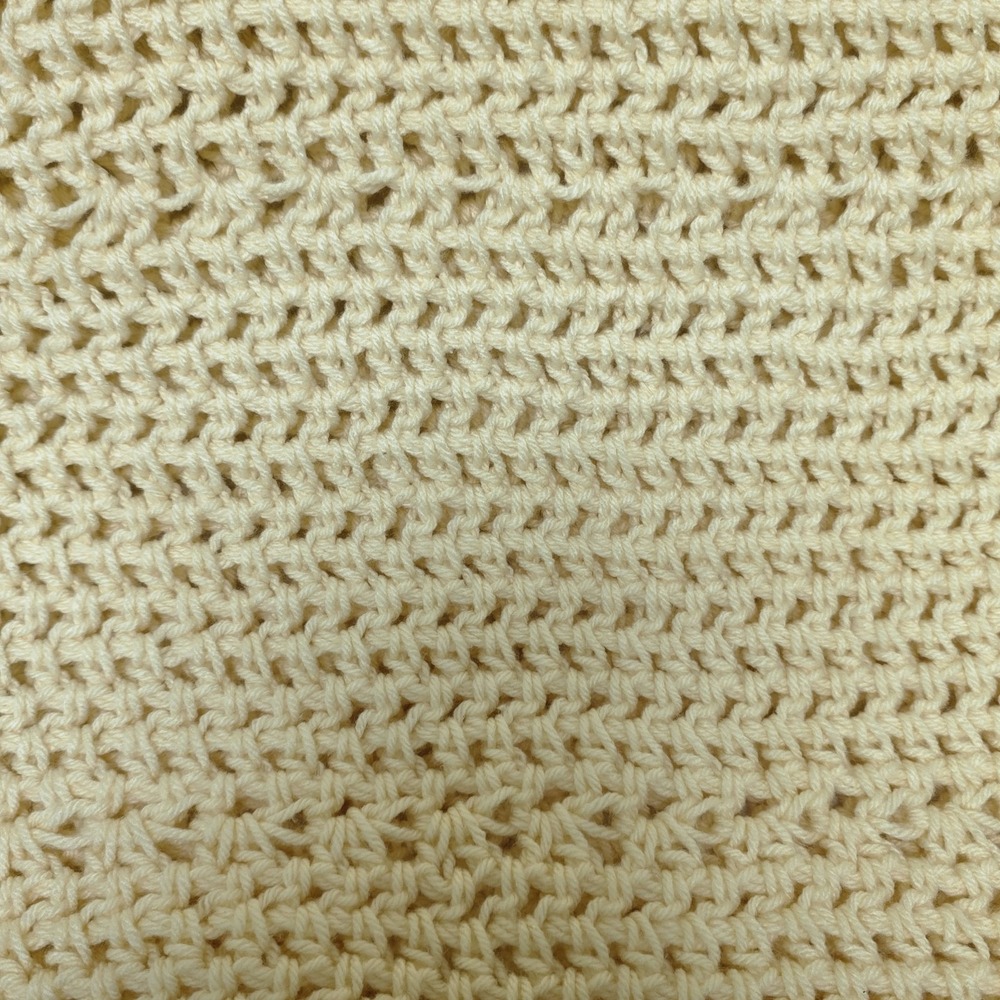 Hand Crochetted Afghan Blanket Light Yellow Baby 52" x 74" - Picture 2 of 2